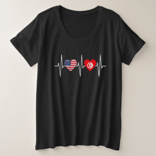 Camiseta EUA Tunísia Batimento cardíaco Bandeira Tunisiana