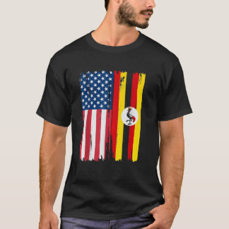 Camiseta EUA Uganda Half american Flag Roots T Shirt