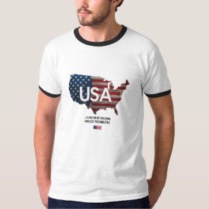 Camiseta EUA - Uma nação de liberdade Dedo Patriótico Ret