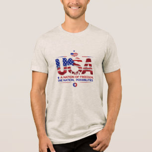 Camiseta EUA - Uma nação de liberdade Patriótico Tripla S