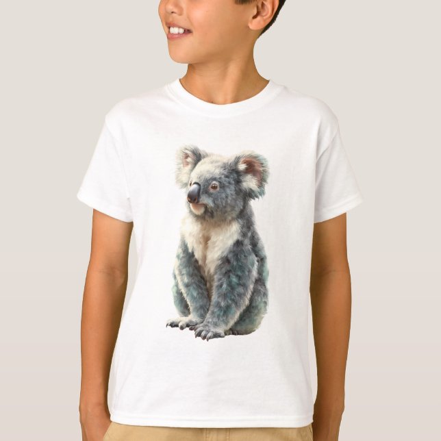Camiseta Eucalipto Azul Koalinhas Infantís (Frente)