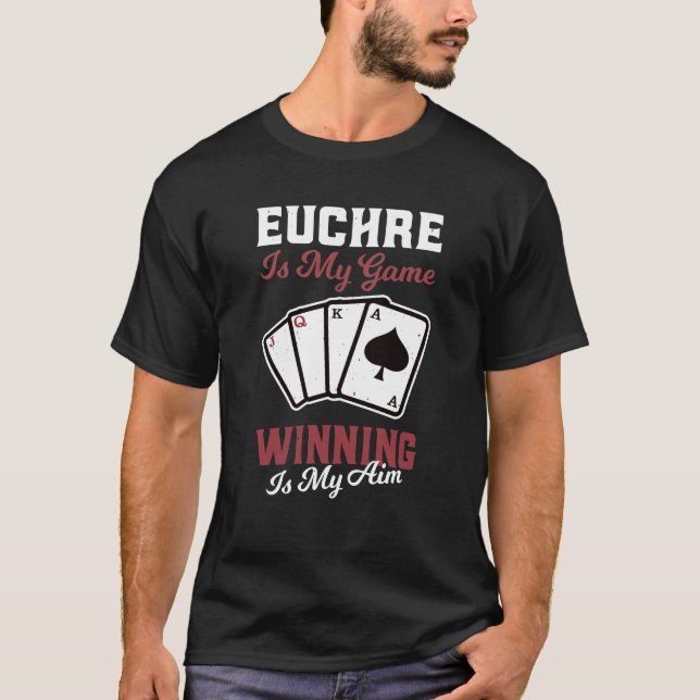 Camiseta Euchre é o meu jogador de cartas ganhador engraçad (Frente)