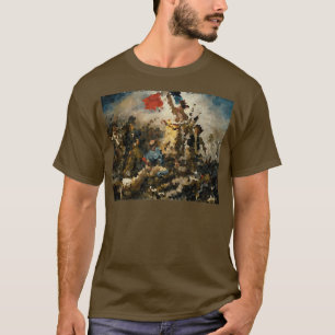 Camiseta Eugne Delacroix Liberty Liderando a Pessoas Pixela
