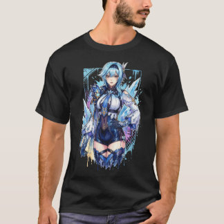 Camiseta Eula Lawrence Genshin Vaporwave Retro Anos 80 Rosa