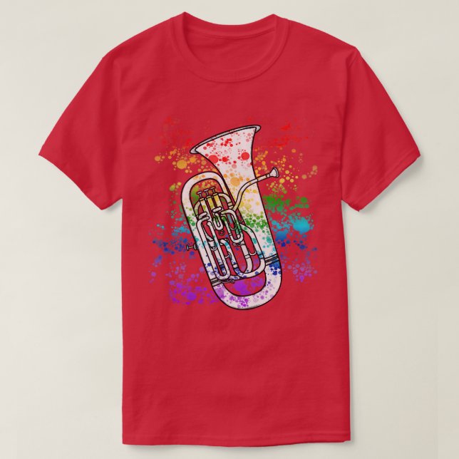 Camiseta Euphonium Rainbow Cores Euphoniumist Brass Música (Frente do Design)