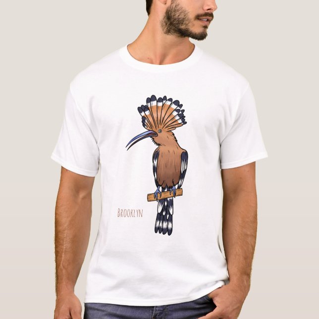 Camiseta Eurasian hoopoe bird cartoon illustration  (Frente)