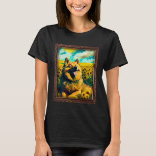 Camiseta Eurasier Pintura Flor de Girassol Flora-Mãe
