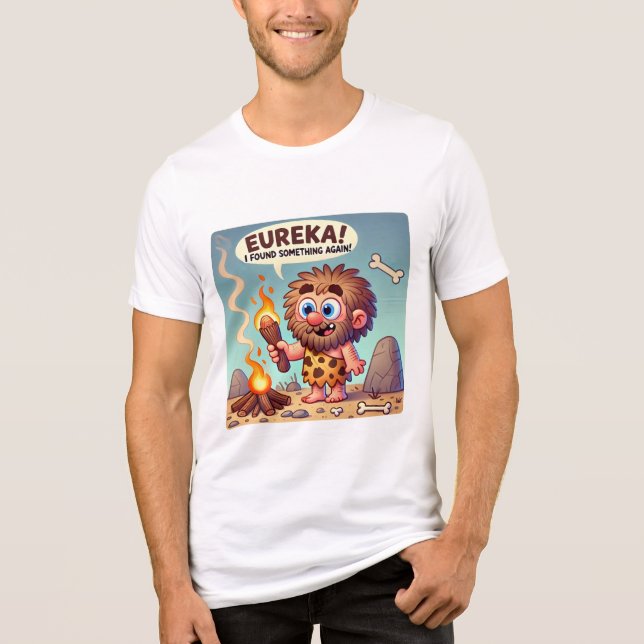 Camiseta Eureka Caveman | Arte de Descoberta Pré-Histórica  (Frente)
