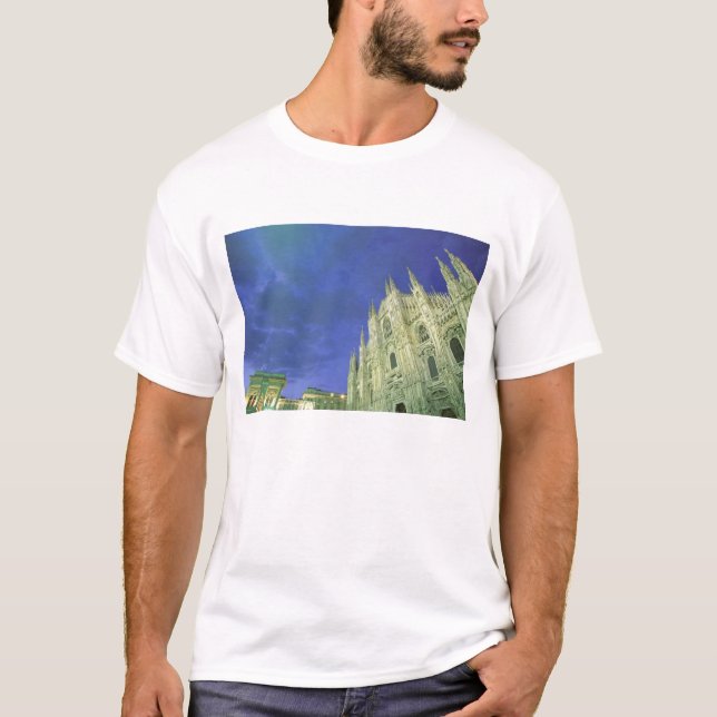 Camiseta Europa, Itália, Lombardia, Milão. O Duomo, (Frente)
