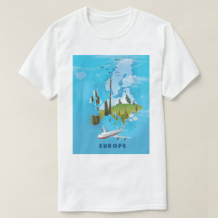 Camiseta Europa - Mapa do poster de viagens paisagístico