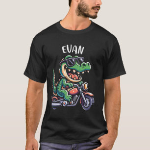 Camiseta Evan Funny Alligator Motorcycle Design para Menino