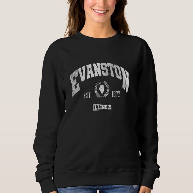 Camiseta Evanston IL Illinois Vintage Throwback (Frente)