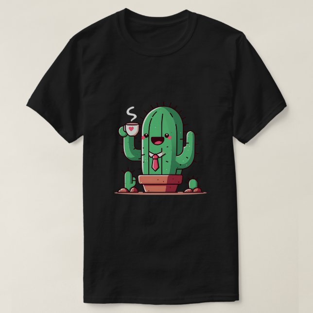 Camiseta Even cacti drink coffee (Frente do Design)