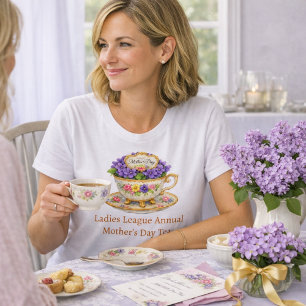Camiseta Evento do Chá da Xícara Floral do Dia das Mães