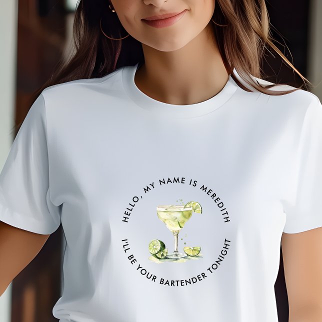 Camiseta Evento Personalizado Margarita Cocktail (Bartender Margarita Cocktail Personalized Logo Event T-Shirt)