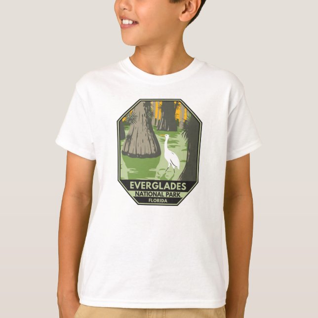 Camiseta Everglades National Park Florida Egret Vintage T-S (Frente)