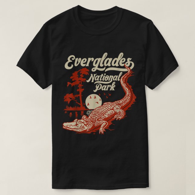 Camiseta Everglades National Park Vintage Crocodile Alligat (Frente do Design)