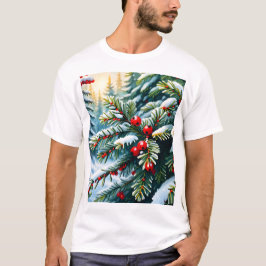 Camiseta Evergreen e Holly Berries