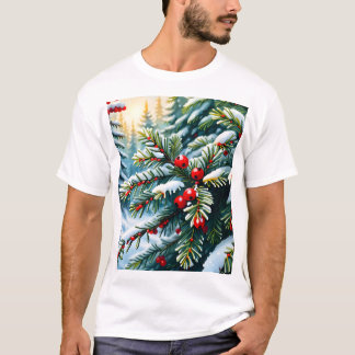 Camiseta Evergreen e Holly Berries