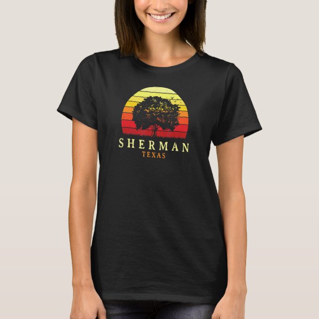 Camiseta Evergreen Sunset Sherman Oak Tree Texas Bur Oak Fo (Frente)