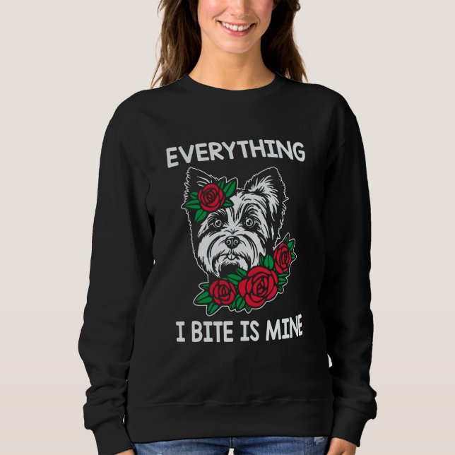 Camiseta Everything I Bite Is Mine Yorkshire Terrier Dog Br (Frente)