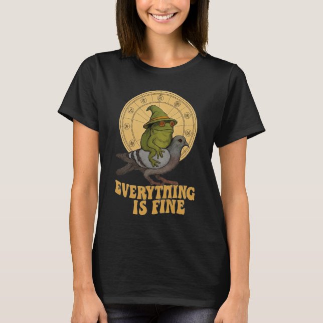 Camiseta Everything Is Fine | Whimsical Frog Wizard on Pige (Frente)