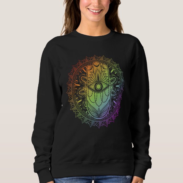 Camiseta Evil Eye Hamsa Hand Mandala Hindu Yoga Meditation  (Frente)