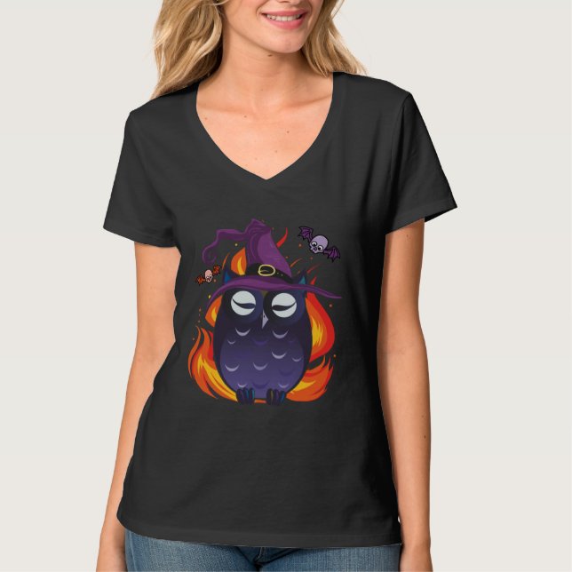 Camiseta Evil Owl Witch Scary Owl Lover Halloween (Frente)
