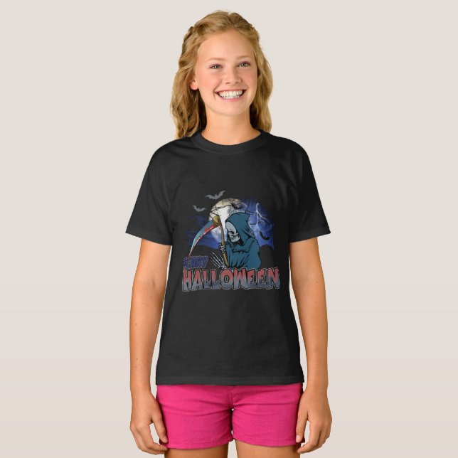 Camiseta Evil Skeleton In Scary Dark Night Halloween (Frente Completa)