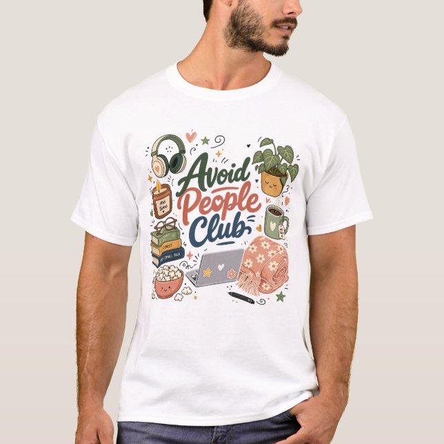Camiseta Evite Vibes de Clube de Introvertido Aconchegante (Frente)