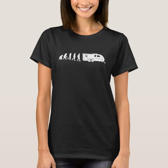 Camiseta Evolução Acampamento Caravan RV Presente Premium T (Frente)