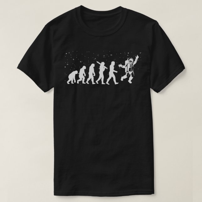 Camiseta Evolução Astronauta Missão Espacial Externa Engraç (Frente do Design)