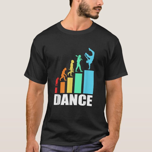 Camiseta Evolução da Break Dance Dança de Quebra Retro  (Frente)