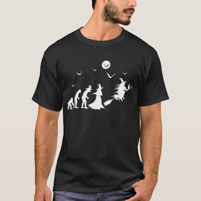 Camiseta Evolução da bruxa na vassoura (Frente)