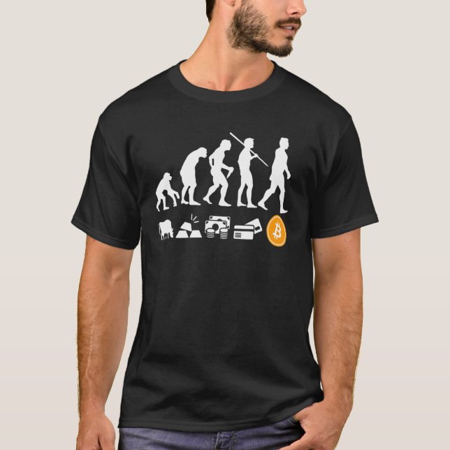 Camiseta Evolução Da Criptocurrena Criptocurrénica Btc Mone (Frente)
