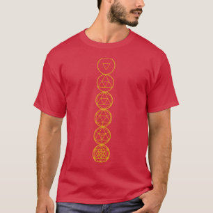 Camiseta Evolução da Geometria Sagrada de Icosaedro Laranja