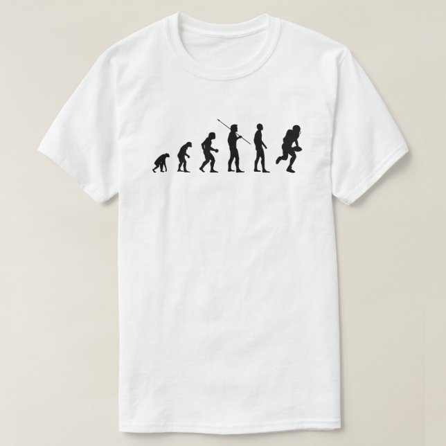 Camiseta Evolução da Humanidade: Engraçado americano Footba (Frente do Design)