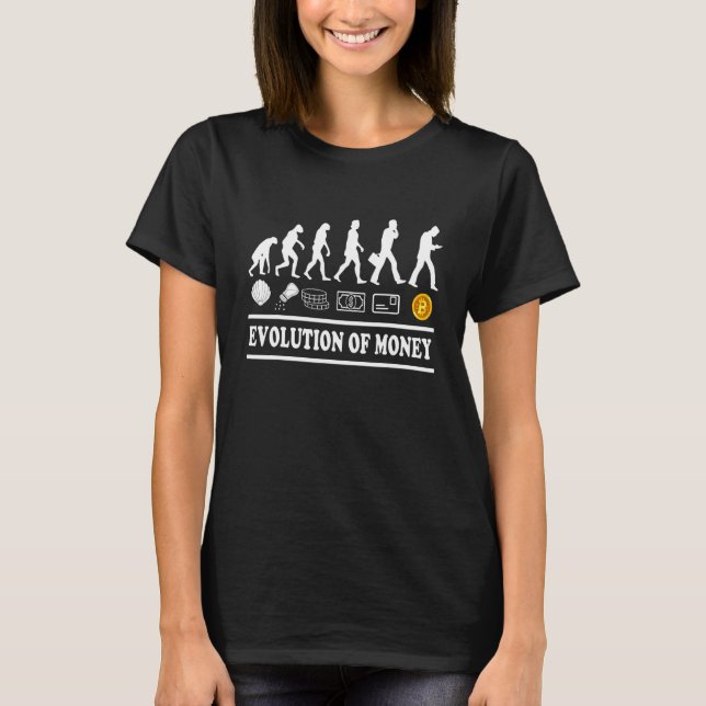 Camiseta Evolução Da Moeda Eletrônica E Da Moeda Criptomoed (Frente)