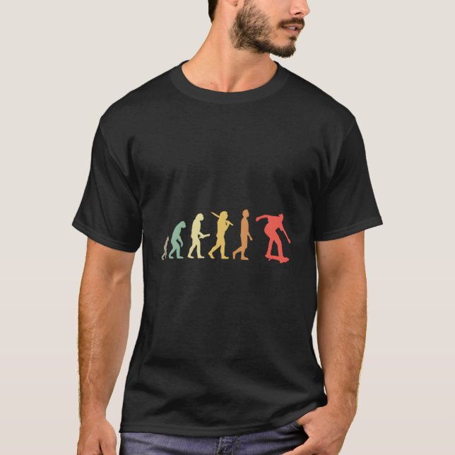 Camiseta Evolução Da Pele Para Patinadores Skateboarders (Frente)