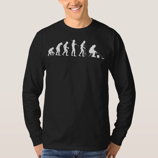 Camiseta Evolução Da Pesca Do Gelo Carpa De Arco De Pesca (Frente)