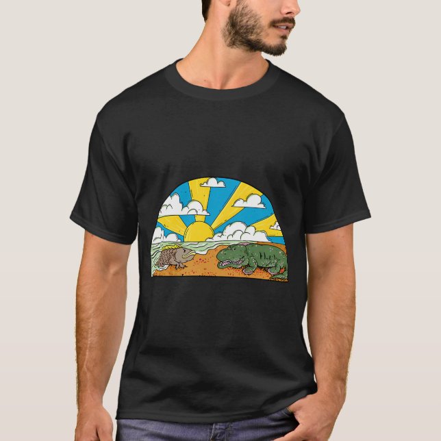 Camiseta Evolução de Dinossauro de Peixe Engraçado - Darwin (Frente)