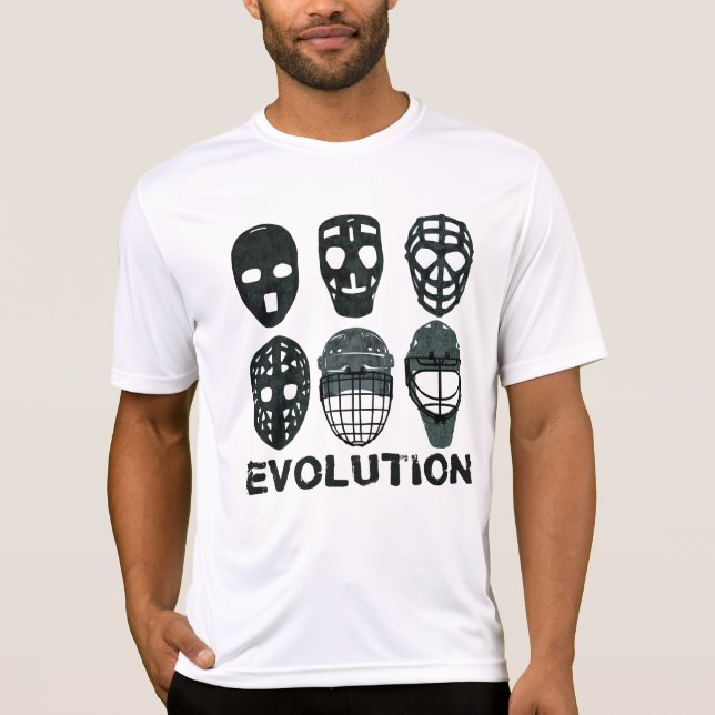 Camiseta Evolução de Máscara de Hockey Goalie (Frente)