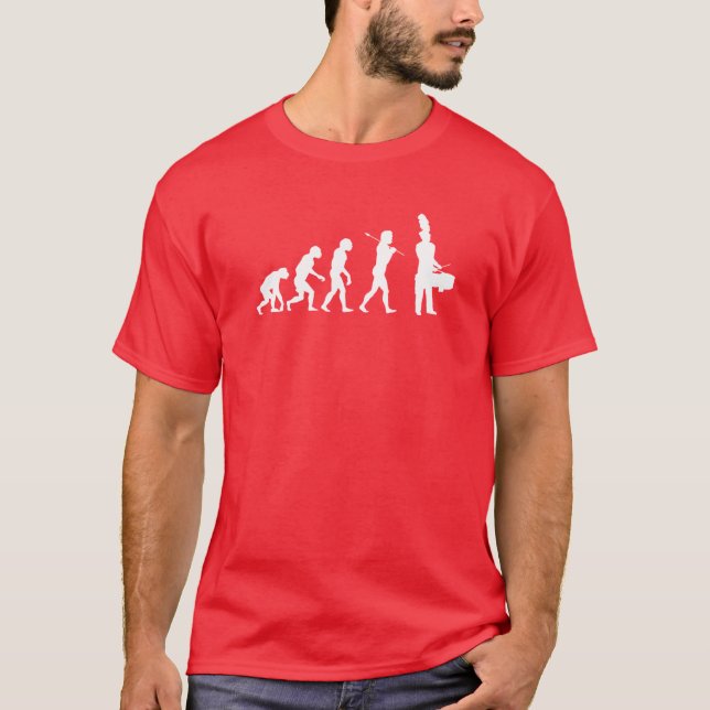 Camiseta Evolução de um baterista do conteúdo (cores (Frente)