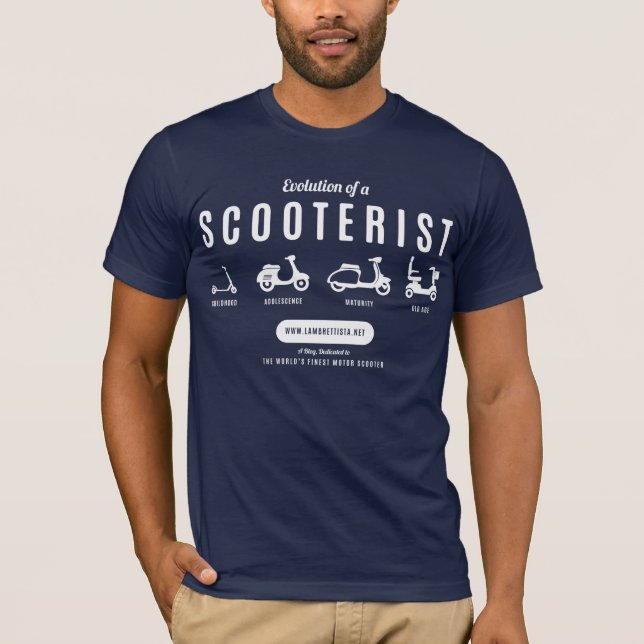 Camiseta Evolução de um Scooterist… Impressão branco (Frente)