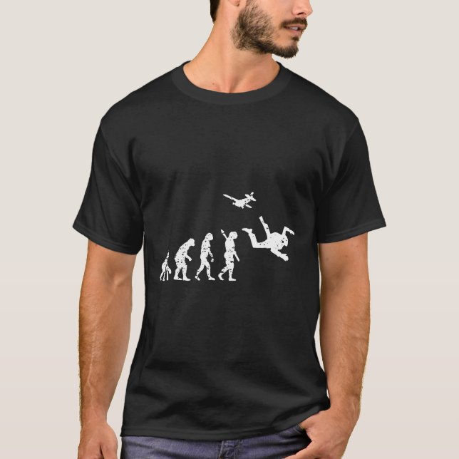 Camiseta Evolução Divertida de Skydiving (Frente)