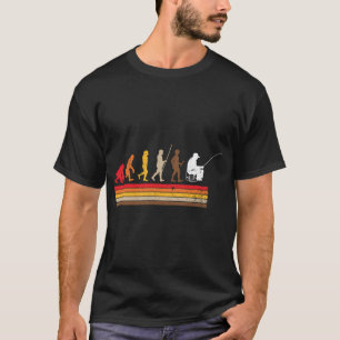 Camiseta Evolução Divertida do Homem Pescando Pescador Retr