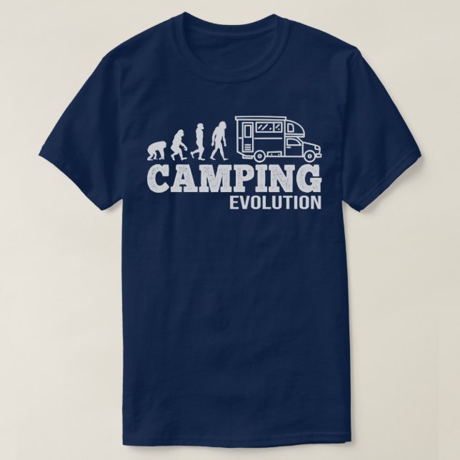 Camiseta Evolução do acampamento I Presente de Camper Engra (Frente do Design)