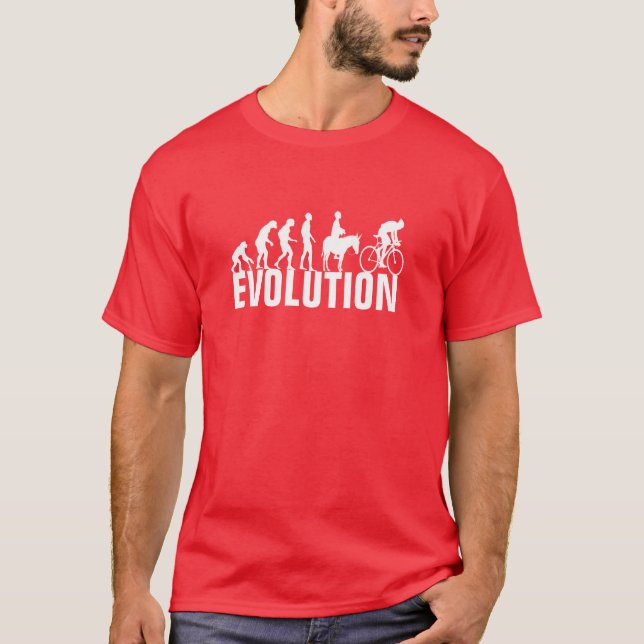 Camiseta Evolução Do Ciclista, Bicicleta De Montanha De Bic (Frente)