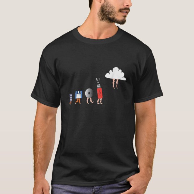 Camiseta Evolução do Computador Diskette Armazenamento em N (Frente)
