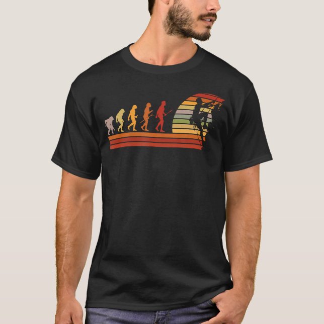 Camiseta Evolução do Escalada em Rocha Retro Vintage (Frente)